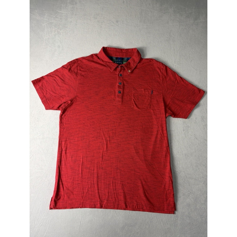 William Murray Mens Golf Polo Shirt L Red Black‎ Short Sleeve Rugby Pocket Logo